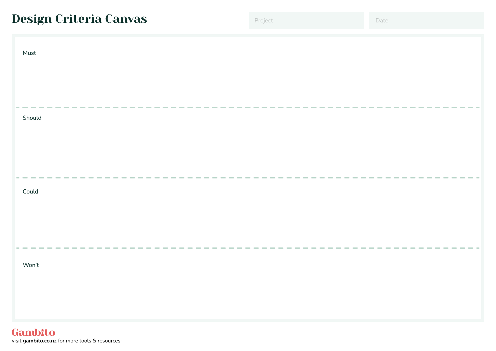 Design Criteria Canvas