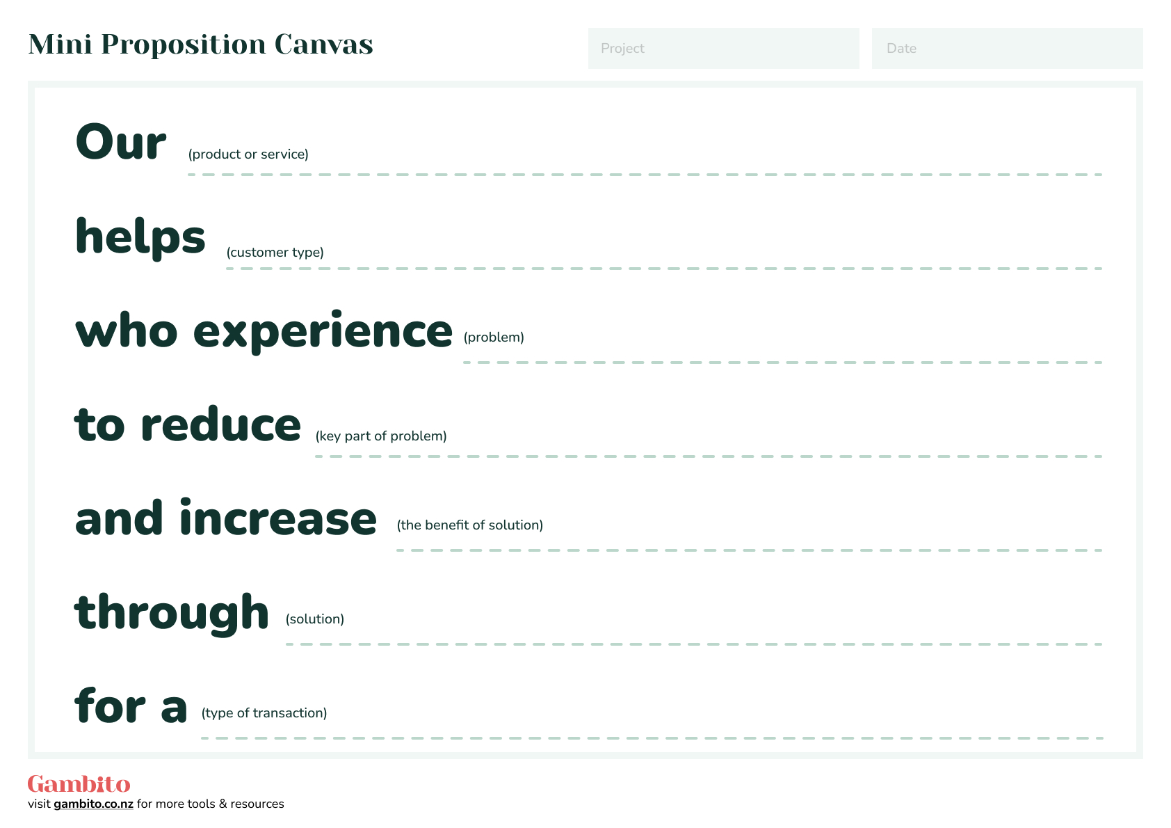 Mini Proposition Canvas